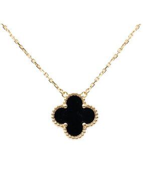 Van Cleef & Arpels Vintage Alhambra Necklace Gold Black Onyx 18k Yellow